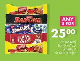 Save Hyper Nestlé Mini Bar One/Tex/ Smarties/ Kit Kat 2 Finger offer