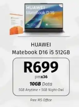 Vodacom HUAWEI Matebook D16 i5 512GB offer