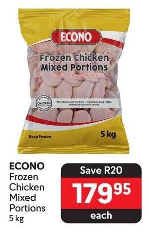 ECONO Frozen Chicken Mixed Portions 5 kg offer at Makro