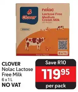 Makro CLOVER Nolac Lactose Free Milk 6x1L offer