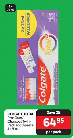 Makro COLGATE TOTAL Pro-Gum/ Charcoal Twin-Pack Toothpaste 2 x 75 ml offer