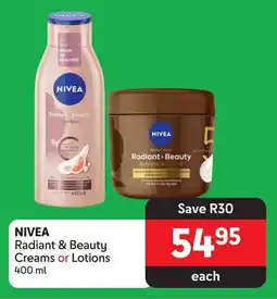 Makro NIVEA Radiant & Beauty Creams or Lotions 400 ml offer