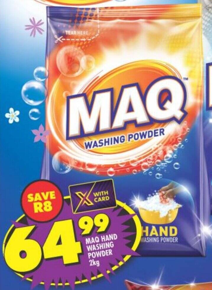 MAQ HAND WASHING POWDER 2kg offer at Shoprite