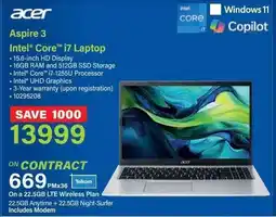 Incredible Connection Acer Aspire 3 Intel Core i7 Laptop offer