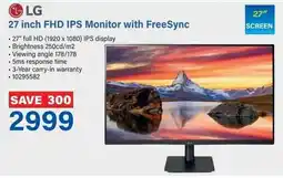 Incredible Connection LG 27 inch FHD IPS Monitor with FreeSync offer