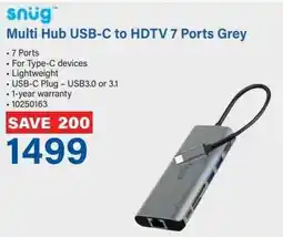 Multi Hub USB-C to HDTV 7 Ports Grey