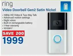 Incredible Connection Video Doorbell Gen2 Satin Nickel offer