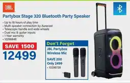Incredible Connection JBL Partybox Stage 320 Bluetooth Party Speaker offer