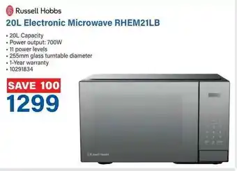 Incredible Connection Russell Hobbs 20L Electronic Microwave RHEM21LB offer