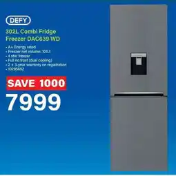 Incredible Connection DEFY 302L Combi Fridge Freezer DAC639 WD offer