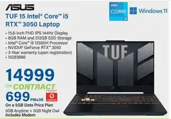 Incredible Connection ASUS TUF 15 Intel Core i5 RTX 3050 Laptop offer