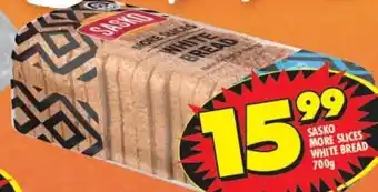 Shoprite SASKO MORE SLICES WHITE BREAD 700g offer