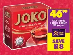 Shoprite JOKO STRONG QUALITY TEABAGS 100 per pack offer