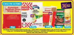 Shoprite RITEBRAND MEDIUM GRAIN PARBOILED RICE 2kg+SUPER WHITE SUPER MAIZE MEAL 2,5kg OR SASKO CAKE WHEAT FLOUR 2,5kg each offer