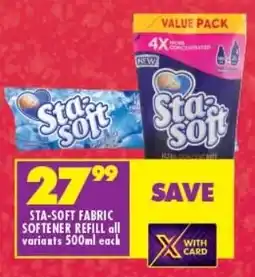 Shoprite STA-SOFT FABRIC SOFTENER REFILL all variants 500ml each offer