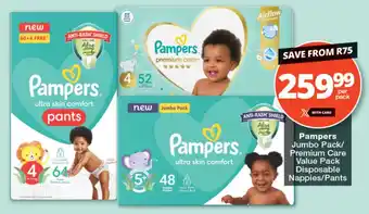 Checkers Pampers Jumbo Pack/ Premium Care Value Pack Disposable Nappies/Pants offer