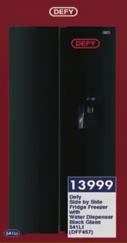 President Hyper Defy Side by Side Fridge Freezer with Water Dispenser Black Glass (DFF457) offer