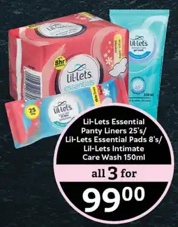 Oxford Freshmarket Lil-Lets Essential Panty Liners/ Lil-Lets Essential Pads/ Lil-Lets Intimate Care Wash offer