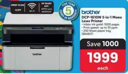 Makro Brother DCP-1610W 3-in-1 Mono Laser Printer offer