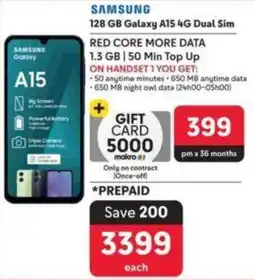 Makro SAMSUNG 128 GB Galaxy A15 4G Dual Sim offer