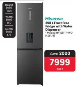 Makro Hisense Frost free Fridge with Water Dispenser offer