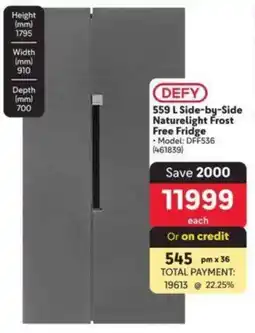 Makro DEFY Side-by-Side Naturelight Frost Free Fridge offer