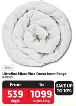Ultrafine Microfibre Duvet Inner Range
