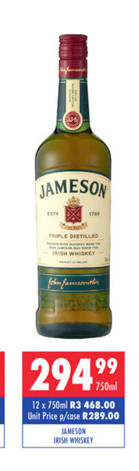Ultra Liquors Jameson Irish Whiskey 750ml offer