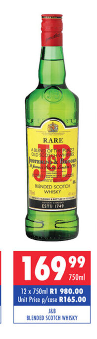 J&B Blended Scotch Whisky 750ml