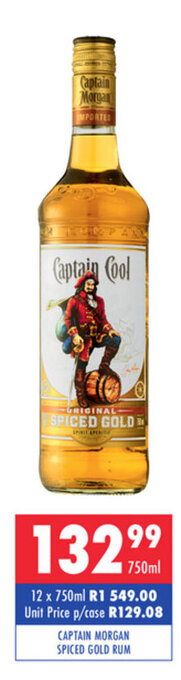 Ultra Liquors Captain Morgan Spiced Gold Rum 750ml offer
