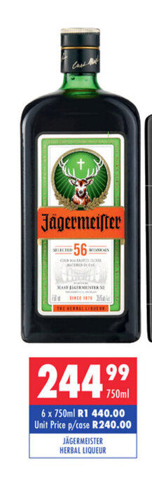 Ultra Liquors Jagermeister Herbal Liqueur 750ml offer
