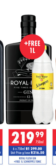 Royal Flush Gin + Free 1L Schweppes Tonic 750ml