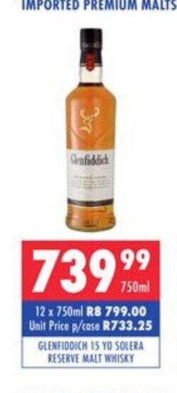 Ultra Liquors Glenfiddich 15 YO Solera Reserve Malt Whisky 750ml offer