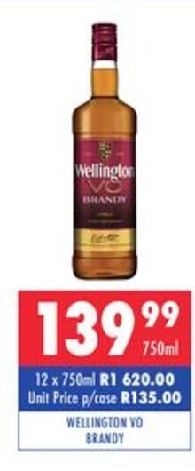 Ultra Liquors Wellington VO Brandy 750ml offer