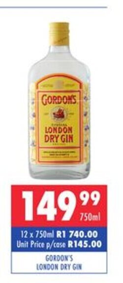 Ultra Liquors Gordon's London Dry Gin 750ml offer