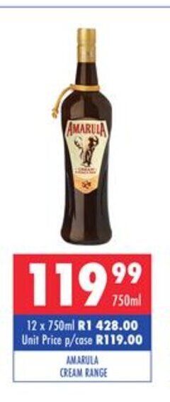 Ultra Liquors Amarula Cream Range 750ml offer
