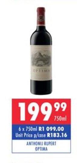 Ultra Liquors Anthonij Rupert Optima 750ml offer