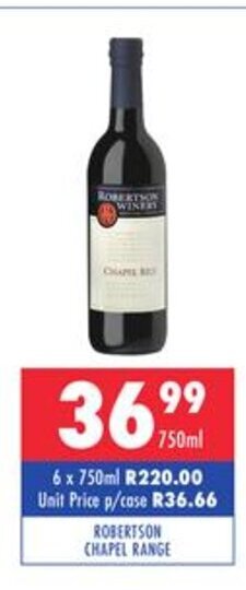 Ultra Liquors Robertson Chapel Range 750ml offer