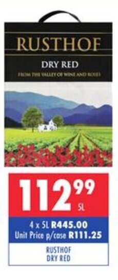 Ultra Liquors Rusthof Dry Red 5L offer