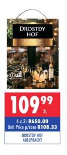 Ultra Liquors Drostdy HOF Adelpracht 3L offer