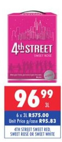 4th Street Sweet Red, Sweet Rose or Sweet White 3L