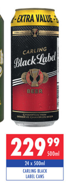 Ultra Liquors Carling Black Label Cans 24 x 500ml offer