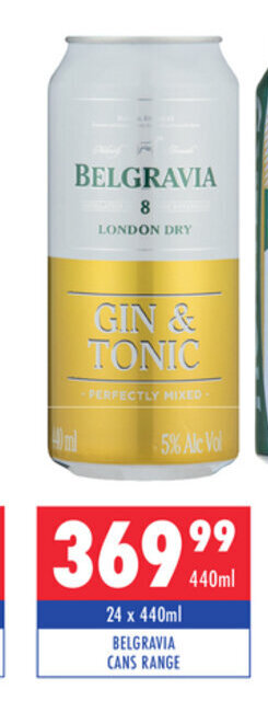 Ultra Liquors Belgravia Cans Range 24 x 440ml offer