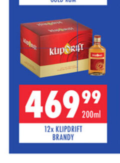 Ultra Liquors 12x Klipdrift Brandy 200ml offer