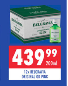 12x Belgravia Original or Pink 200ml