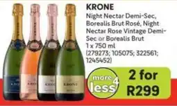 Makro KRONE Night Nectar Demi-Sec, Borealis Brut Rosé, Night Nectar Rose Vintage Demi-Sec or Borealis Brut offer