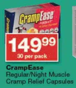 Checkers CrampEase Regular/Night Muscle Cramp Relief Capsules offer