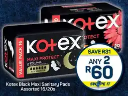 Pick n Pay Hypermarket Kotex Black Maxi Sanitary Pads Assorted offer