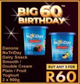 President Hyper Danone NuTriDay Dairy Snack Smooth/ Double Cream Plain/Fruit Yoghurt offer