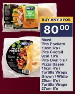 Mezé Pita Pockets/ Pita Coctail/ Pita Oval/ Pizza Bases/ Tortilla Wraps Brown/White/ Tortilla Wraps